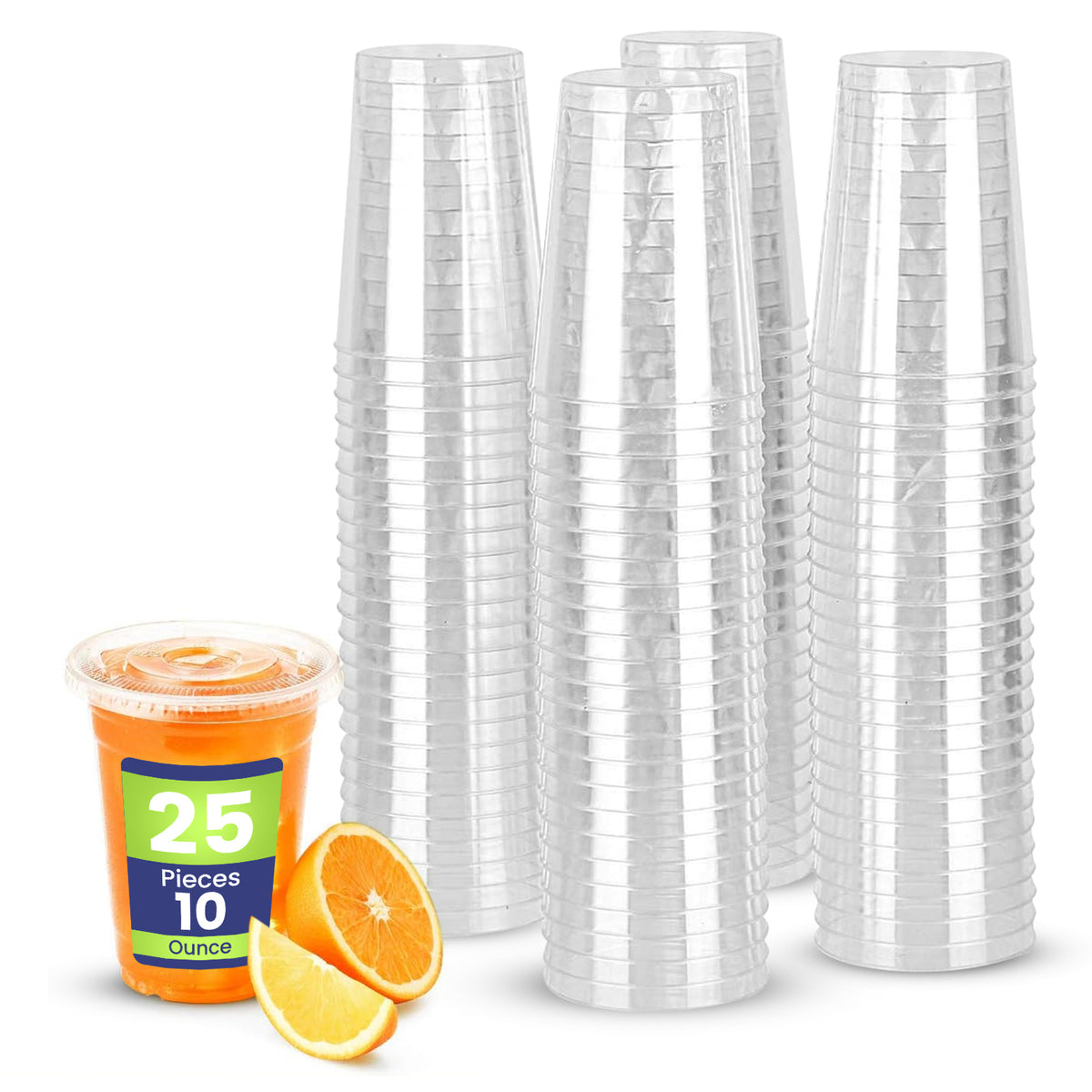 Disposable Plastic Cup Clear 10oz With Flat Lid