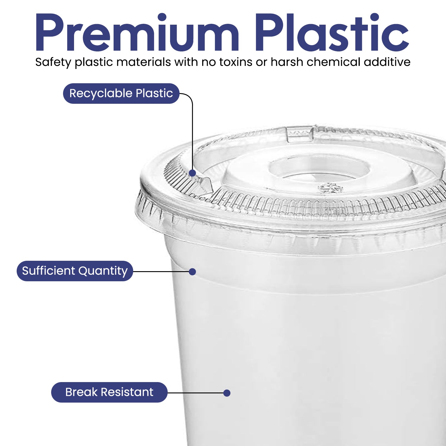 Disposable Plastic Cup Clear 10oz With Flat Lid