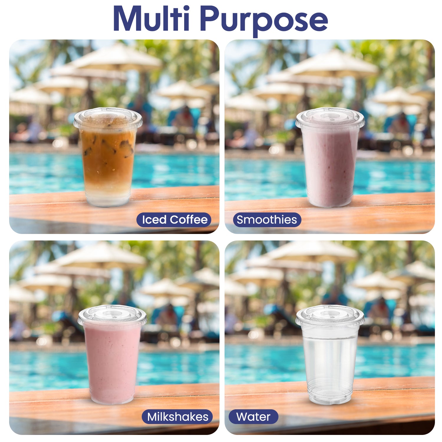 Disposable Plastic Cup Clear 10oz With Flat Lid