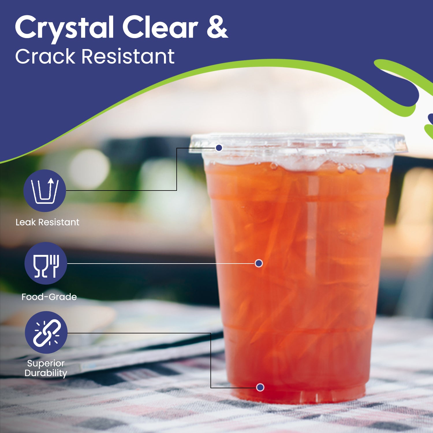 Disposable Clear Plastic Cup 12oz With Flat Lid