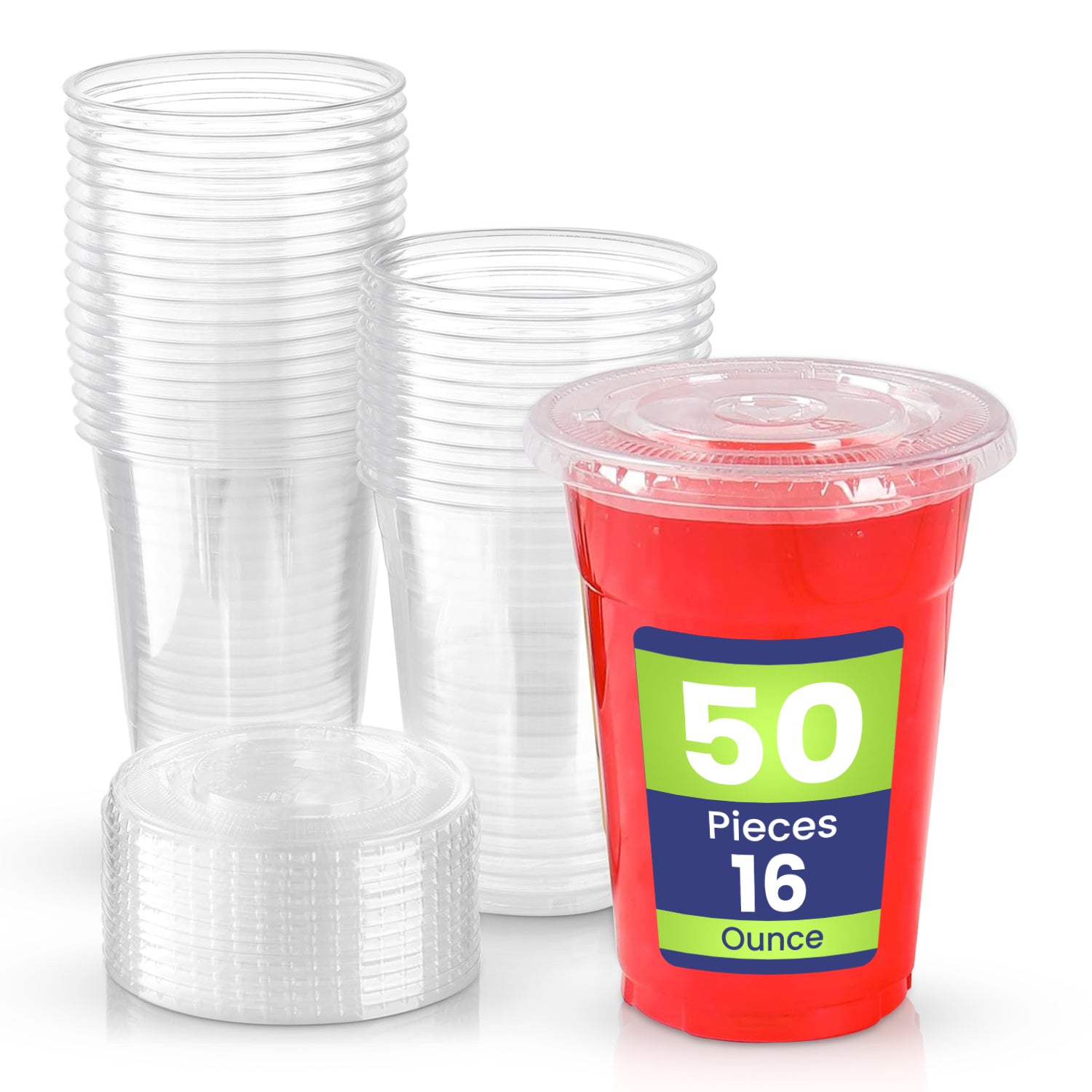 Disposable Plastic Cup Clear 16 Oz With Flat Lid