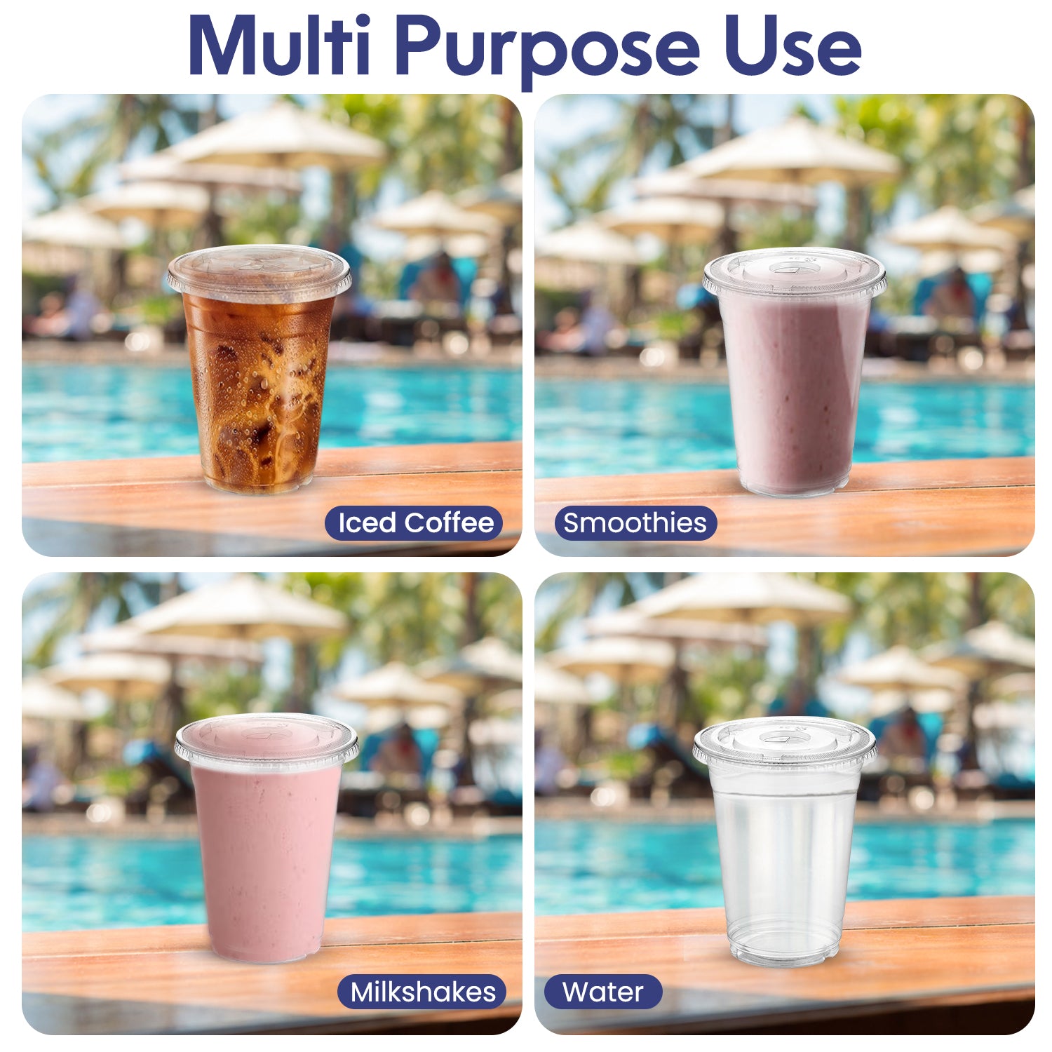 Disposable Plastic Cup Clear 16 Oz With Flat Lid