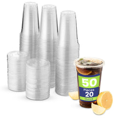 Disposable Plastic Cup Clear 20 Oz With Flat Lid