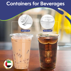 Disposable Plastic Cup Clear 20 Oz With Flat Lid