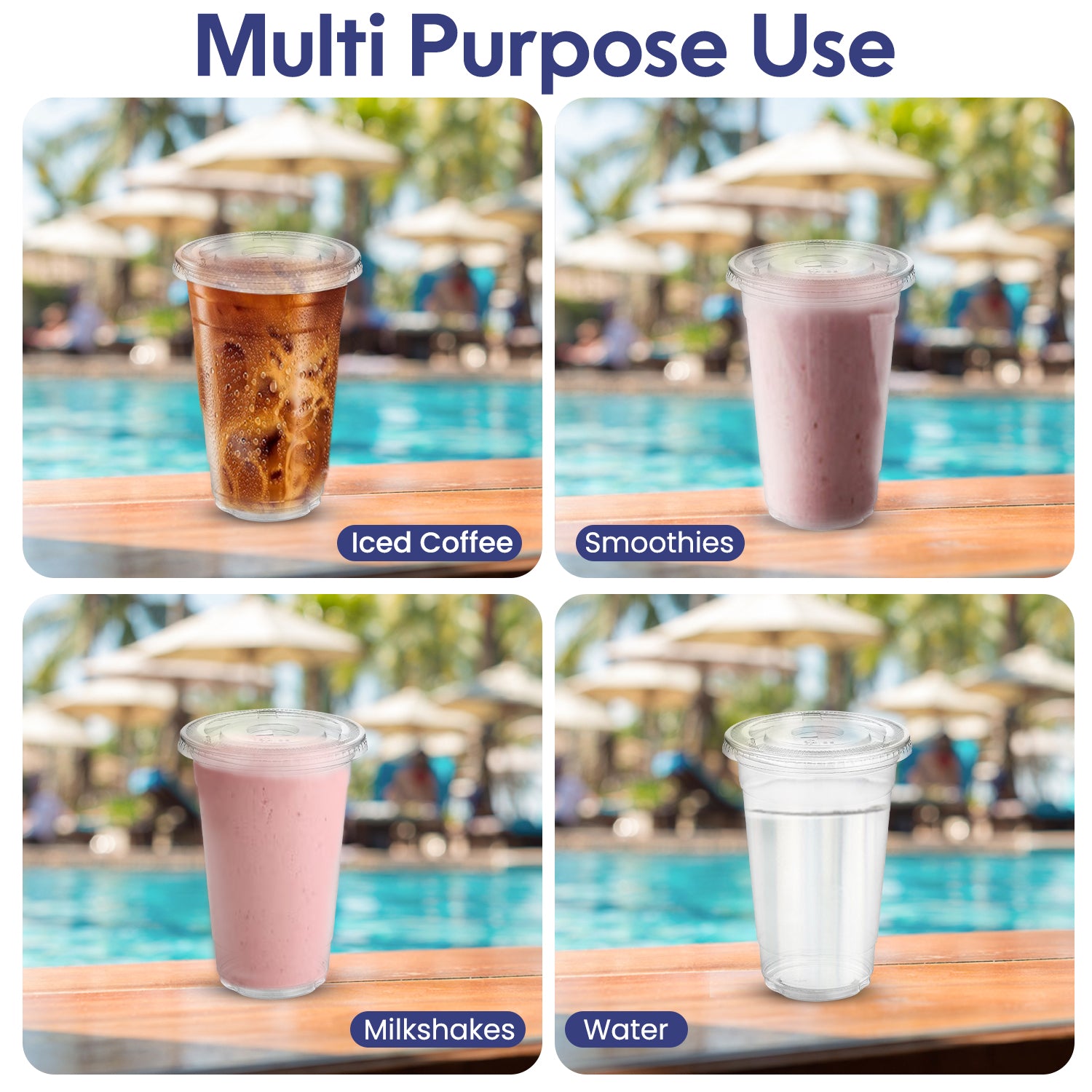 Disposable Plastic Cup Clear 20 Oz With Flat Lid