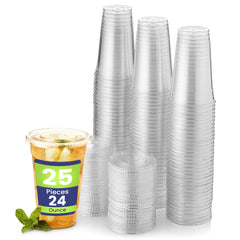 Disposable Plastic Cup Clear 24oz With Flat Lid