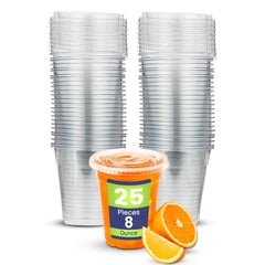 Disposable Plastic Cup Clear 8oz With Flat Lid