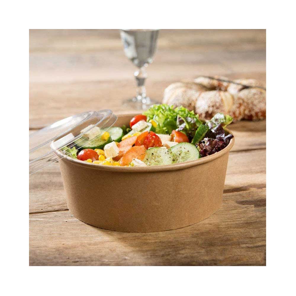 Kraft Salad Bowl With Clear Lid 750ML 1X300 Pieces