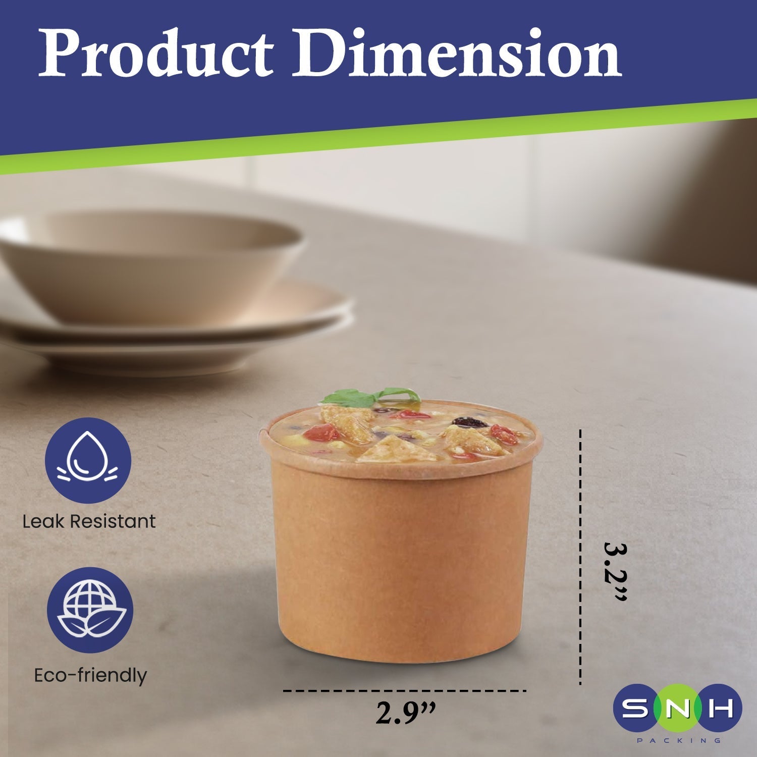 Kraft Round Soup Bowl With Lid Pack 10 Pieces