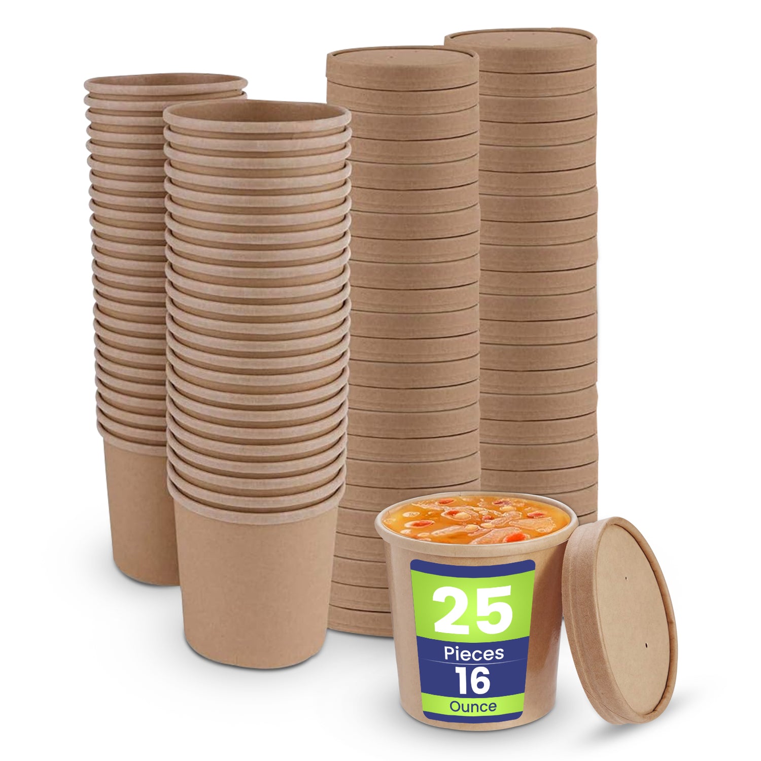 Kraft Round Soup Bowl With Lid Pack 25 Pieces