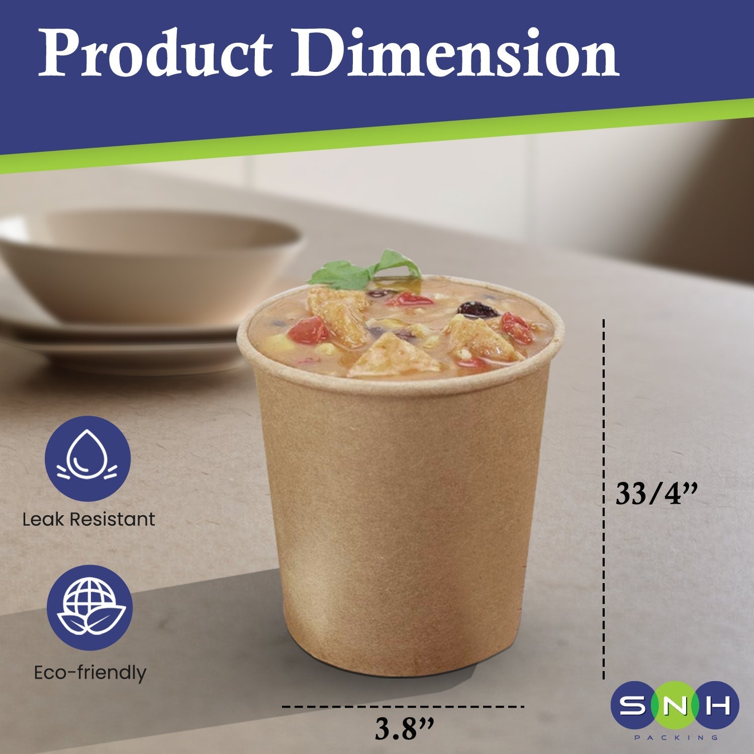 Kraft Round Soup Bowl With Lid Pack 25 Pieces