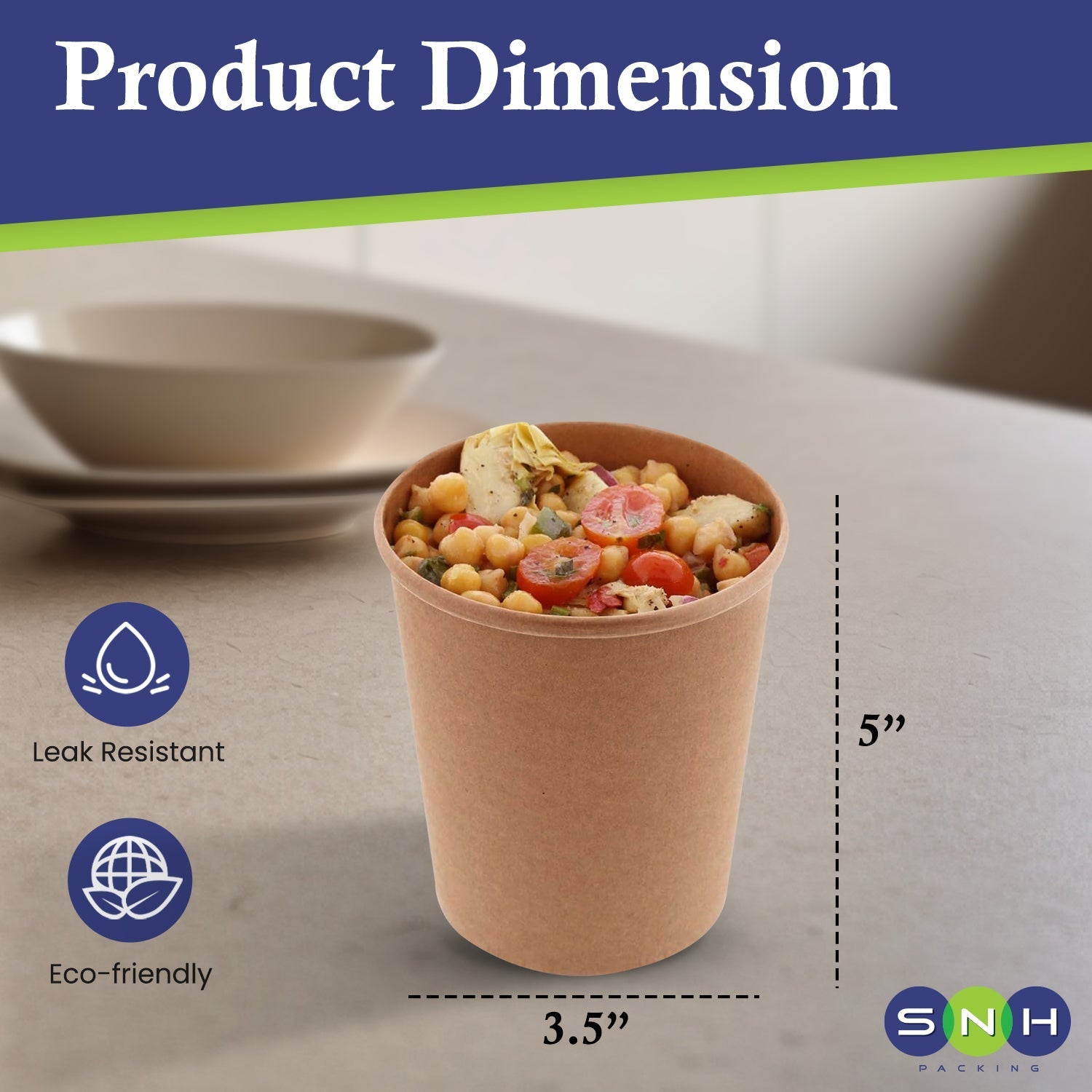 Kraft Round Soup Bowl With Lid Pack 25 Pieces
