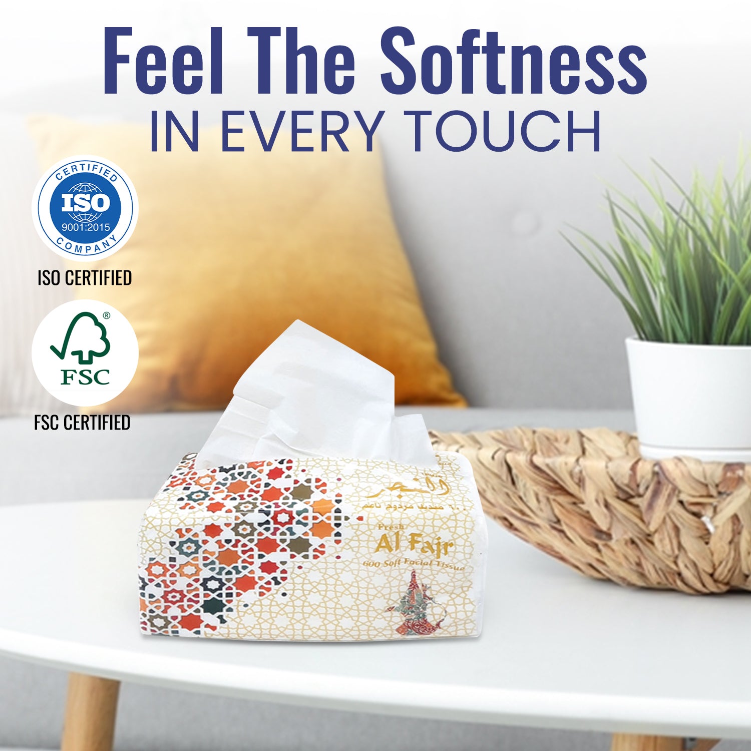 Al Fajr Nylon Facial Tissue 600 Sheet 2 Ply Pack 10 Pieces