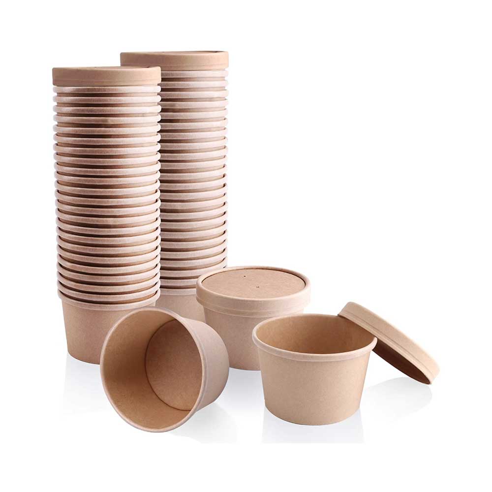 Kraft Soup Cup Brown 8 OZ With Lid 1X500 Pieces