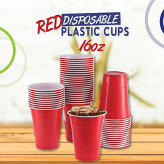 Red Plastic Juice Cup 16 Ounce