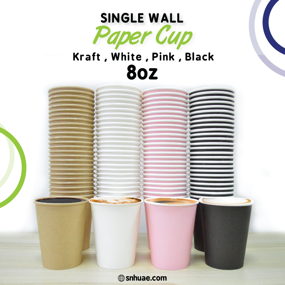 Single Wall Paper Cup White 8 Oz Without Lid