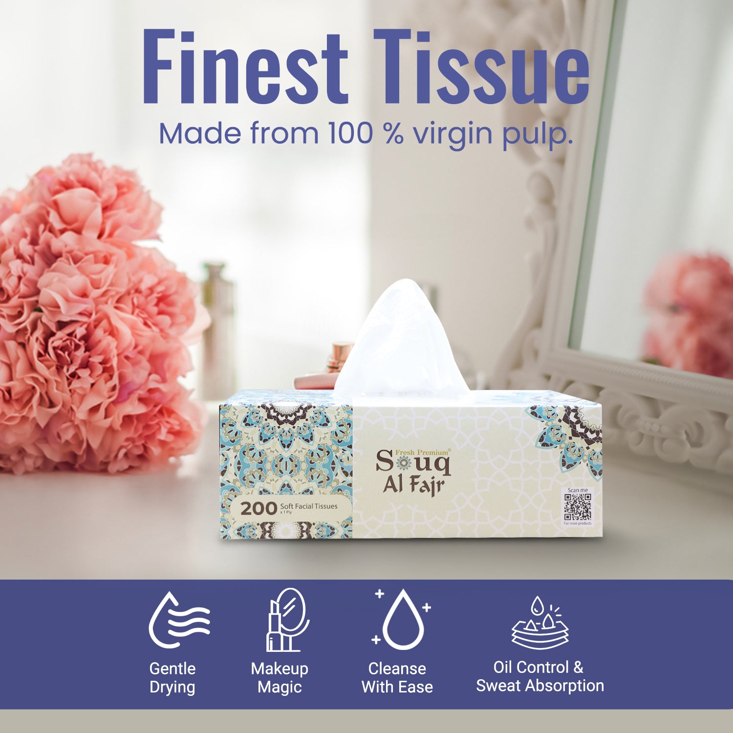 Souq Al Fajr Facial Tissue 200 Sheet 1 Ply Pack 10 Pieces