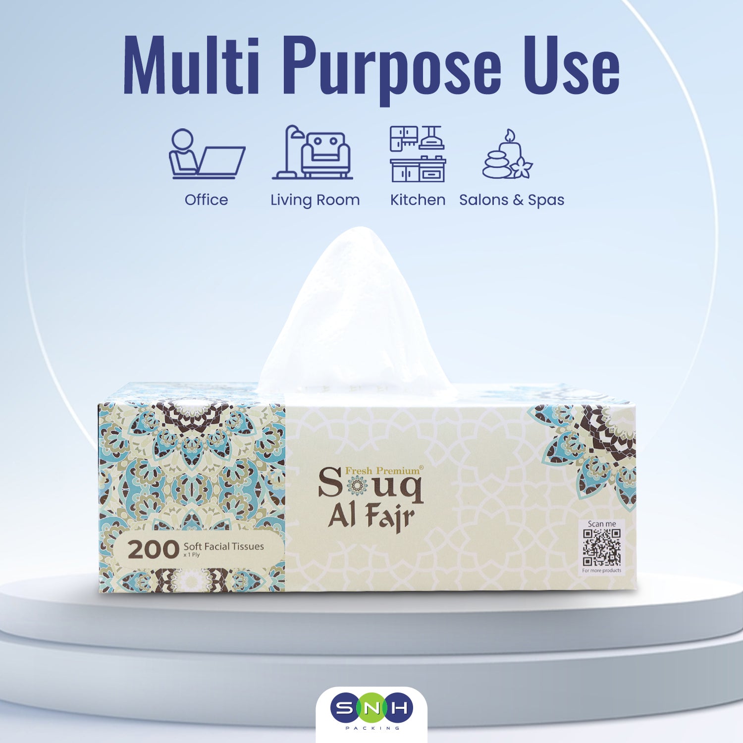 Souq Al Fajr Facial Tissue 200 Sheet 1 Ply Pack 10 Pieces