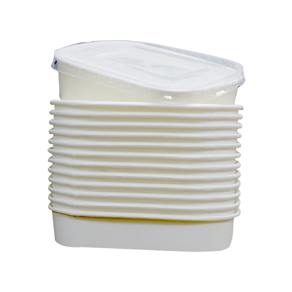 White Paper Container 500ML With PP 300 Pieces