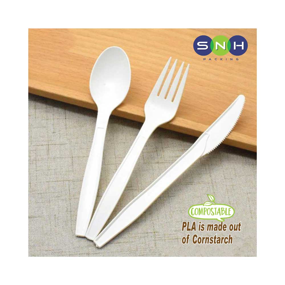 PLA Cutlery Set Fork Spoon Knife With Napkin 1X250 Pieces