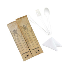 PLA Cutlery Set Fork Spoon Knife With Napkin 1X250 Pieces