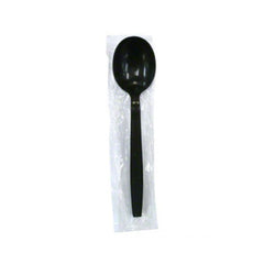 Plastic Wrapped Black Spoon With Napkin 1X500 Pieces