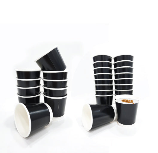 Double Wall Coffee Cup Black Without Lid 50 Pieces