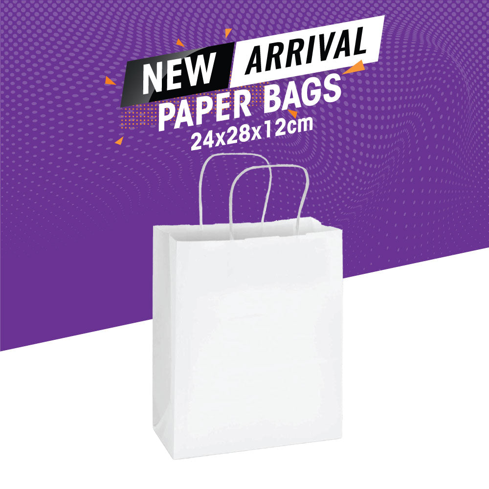 White Paper Bag 24X28X12CM Twisted Handle