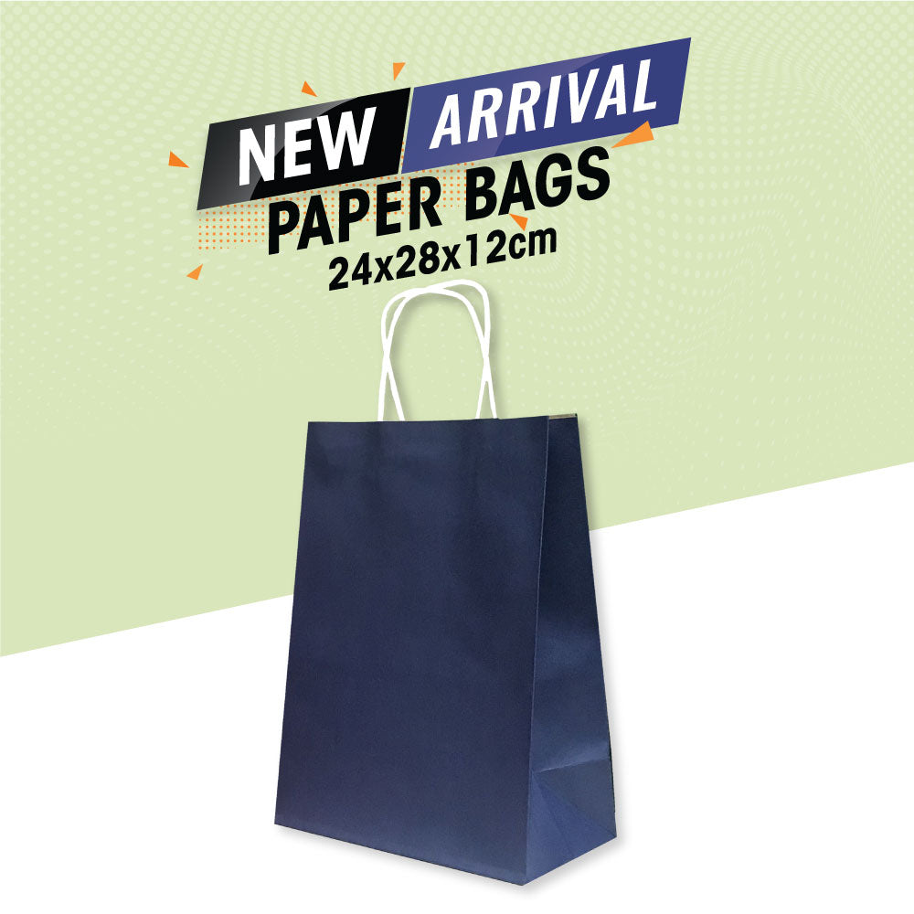 Navy Blue Paper Bag 24X28X12CM Twisted Handle