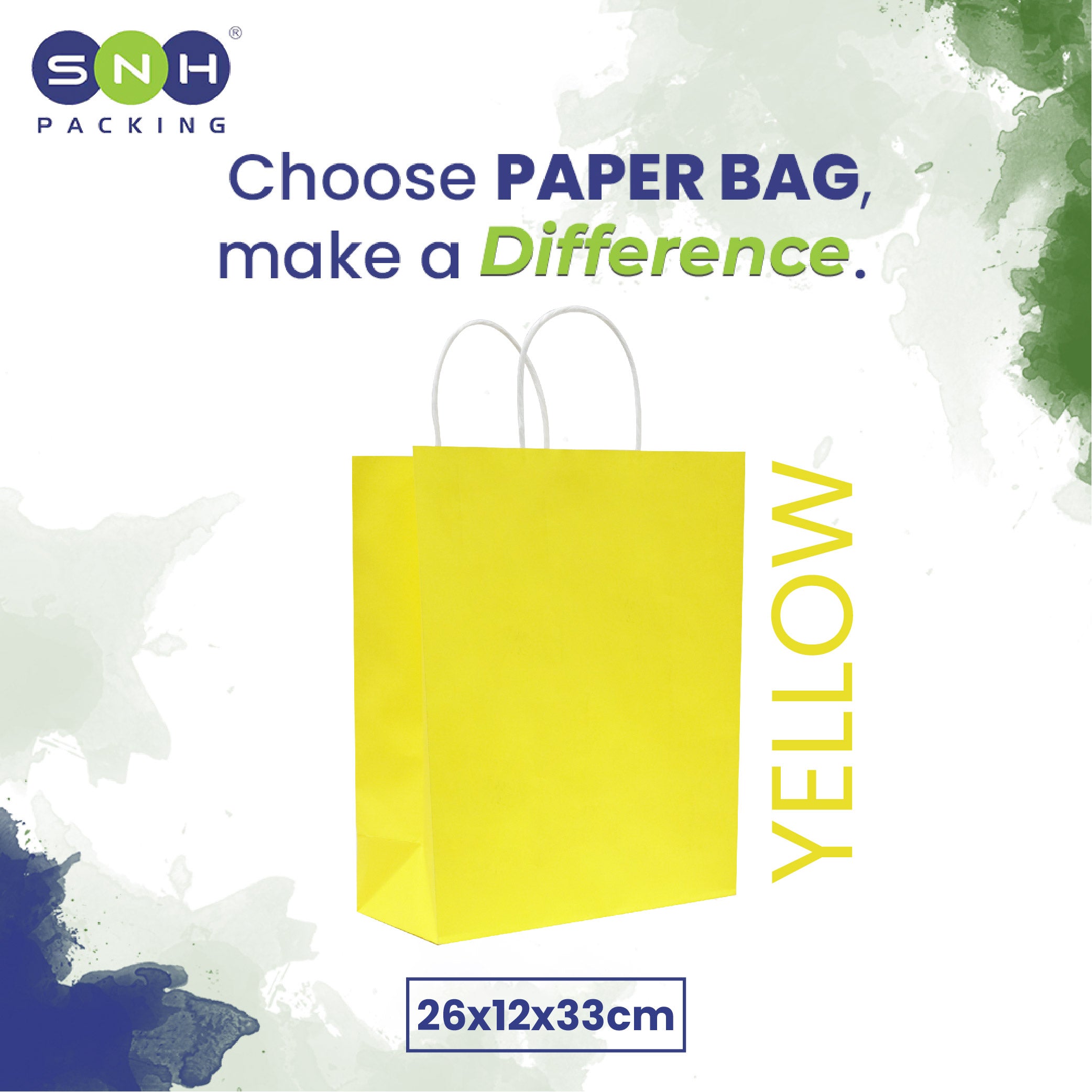 Yellow Paper Bag 26X12X33CM Twisted Handle