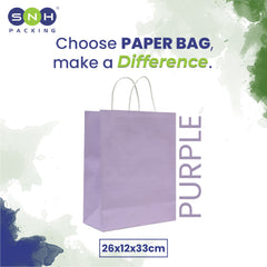 Purple Paper Bag 26X12X33CM Twisted Handle