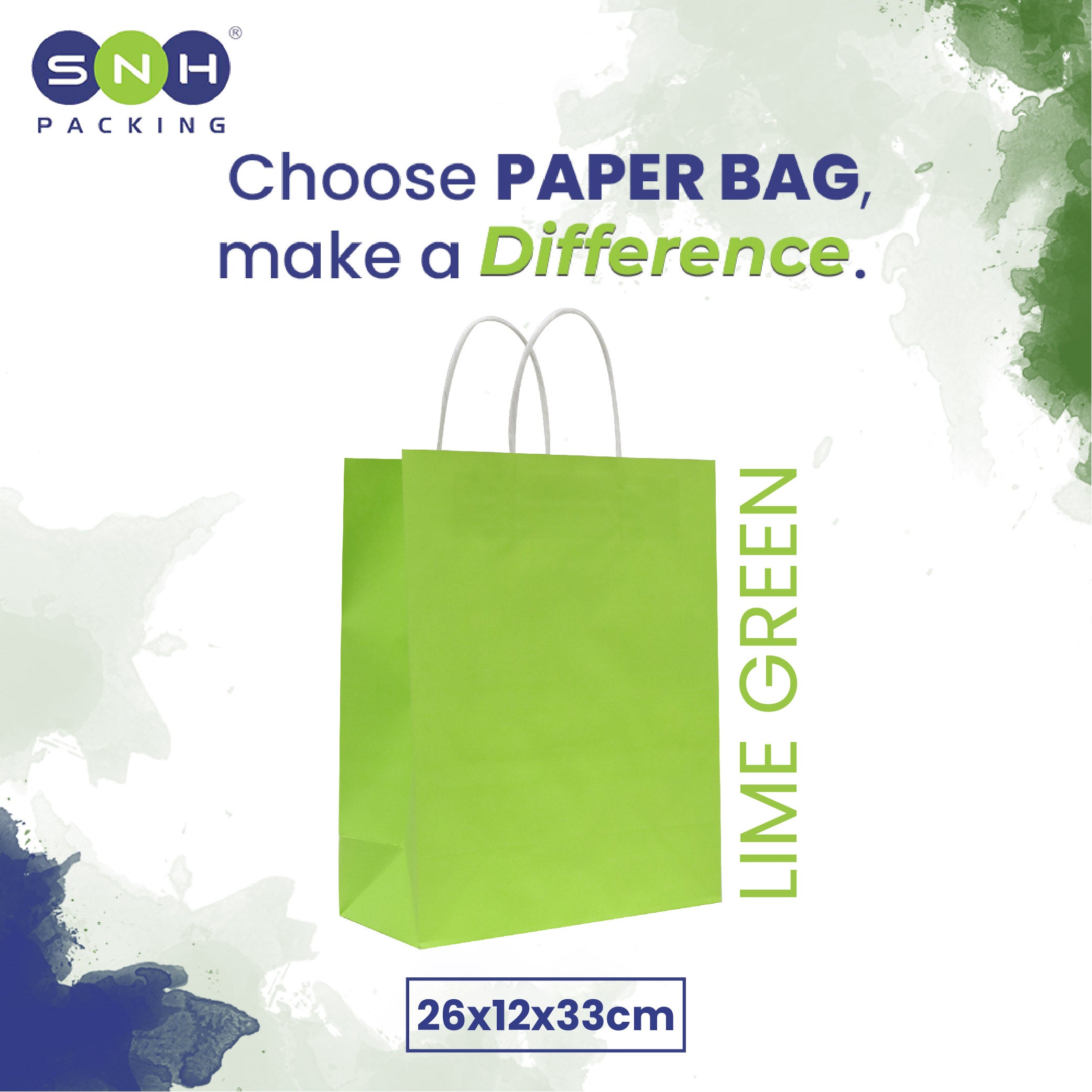 LimeGreen Paper Bag 26X12X33 Cm Twisted Handle