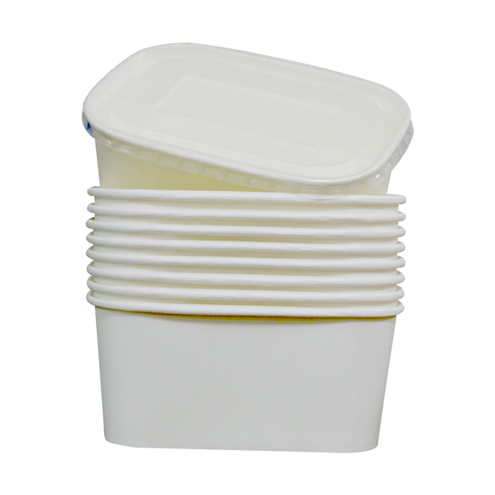 White Paper Container 1000ML With PP 300 Pieces