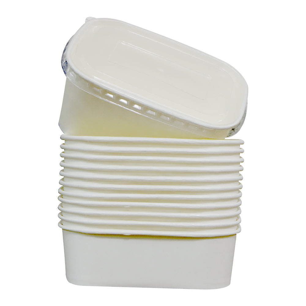 White Paper Container 750ML With PP 300 Pieces